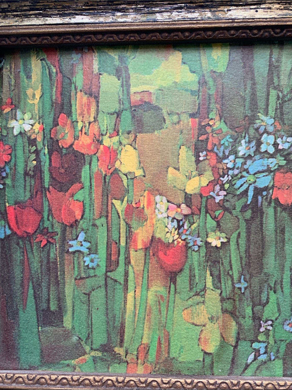 Vintage Art Floral Print Embellished Wood Frame - Picture 2 of 6